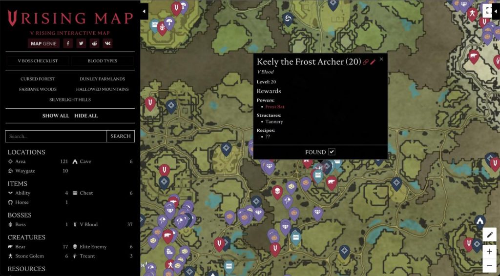 V Rising Interactive Map (Bosses, Waygates, Resource Spawns, Abilities