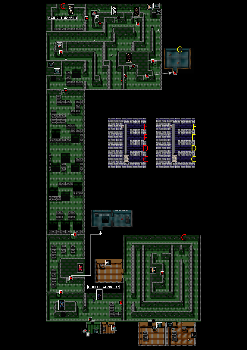 Metal Gear 2: Solid Snake Sewer (SB B2 - Tower B1) Map for MSX by