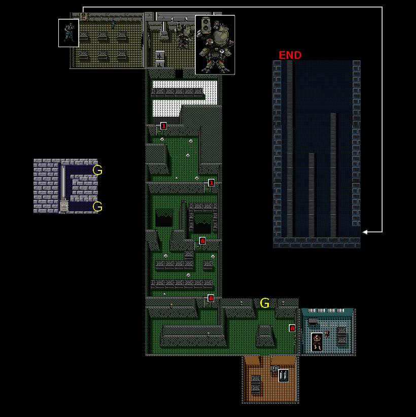 Metal Gear 2: Solid Snake Sewer (SB B2 - Tower B1) Map for MSX by